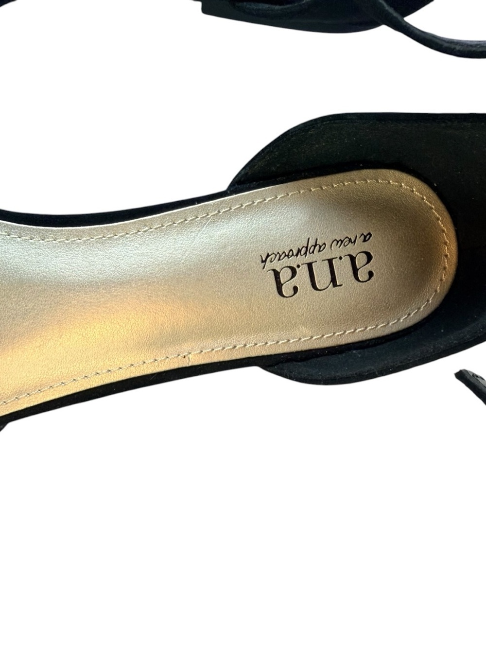 ANA black pointed toe d’orsay ankle strap minimalist work flats quiet luxury 8.5 - Picture 6 of 7